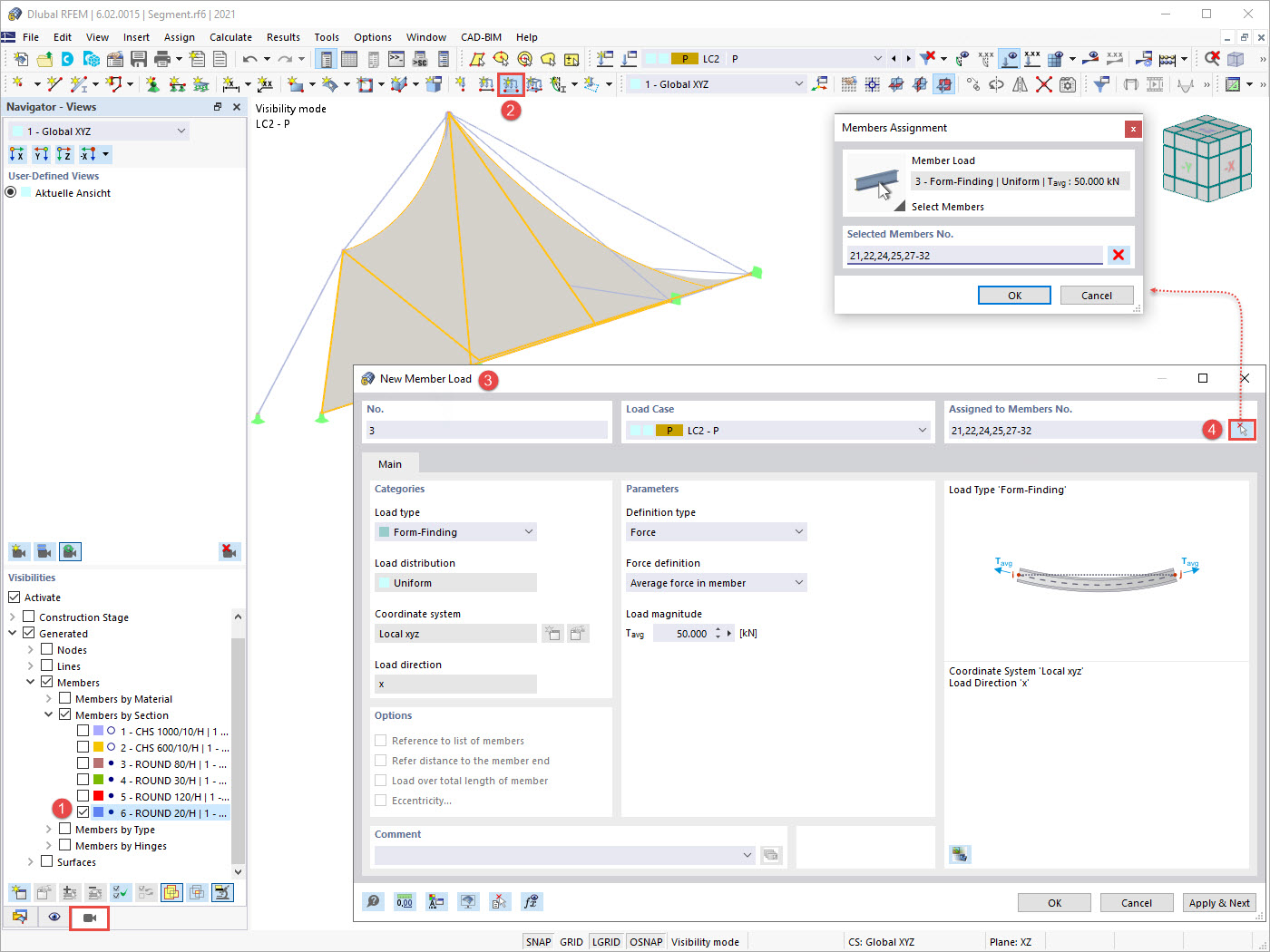 New Member Load with "Form-Finding" Type