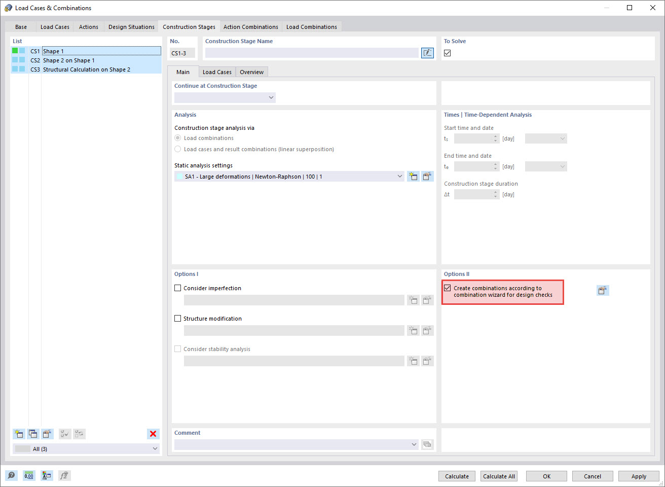 Option "Create Combinations According to Combination Wizard for Design Checks"