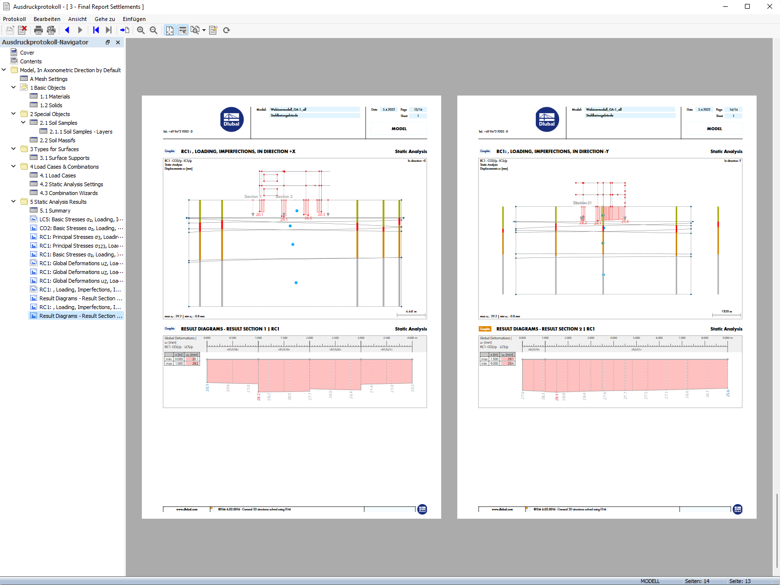 Printout Report with Graphics of Result Diagram