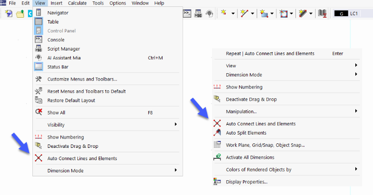 Function "Connect Lines/Members Automatically" in Menu and General Shortcut Menu