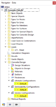 Default Configurations for Concrete Design According to CSA A23.3