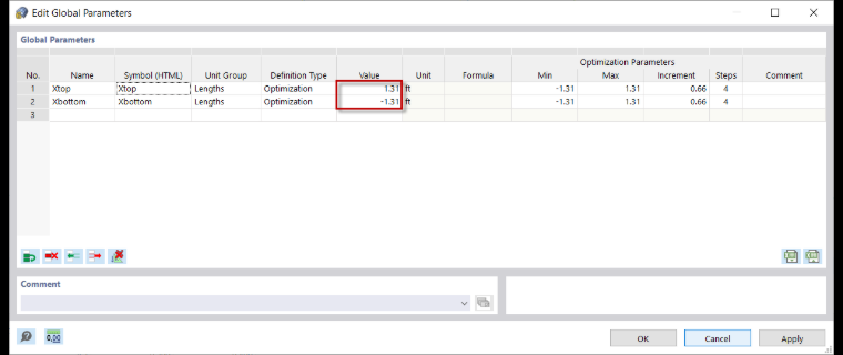 Global Parameters: Optimized Values