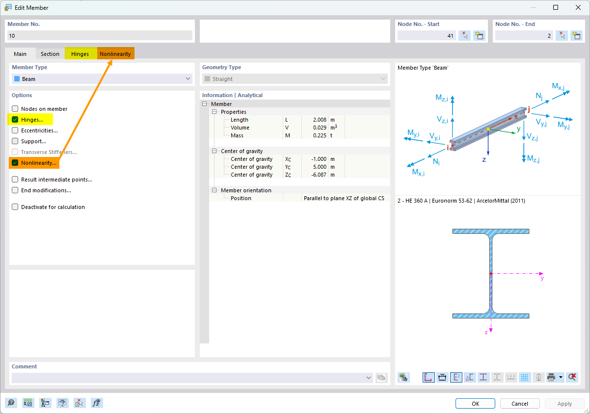 Providing Member (Basic Object) with Hinge and Nonlinearity (Types for Members)