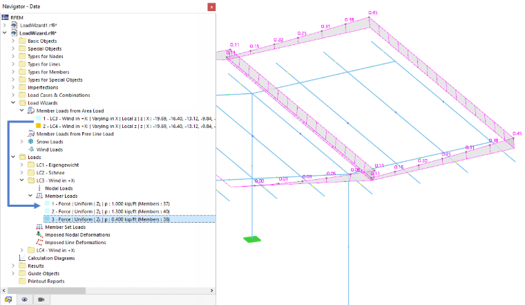 Load Wizard and Generated Member Loads