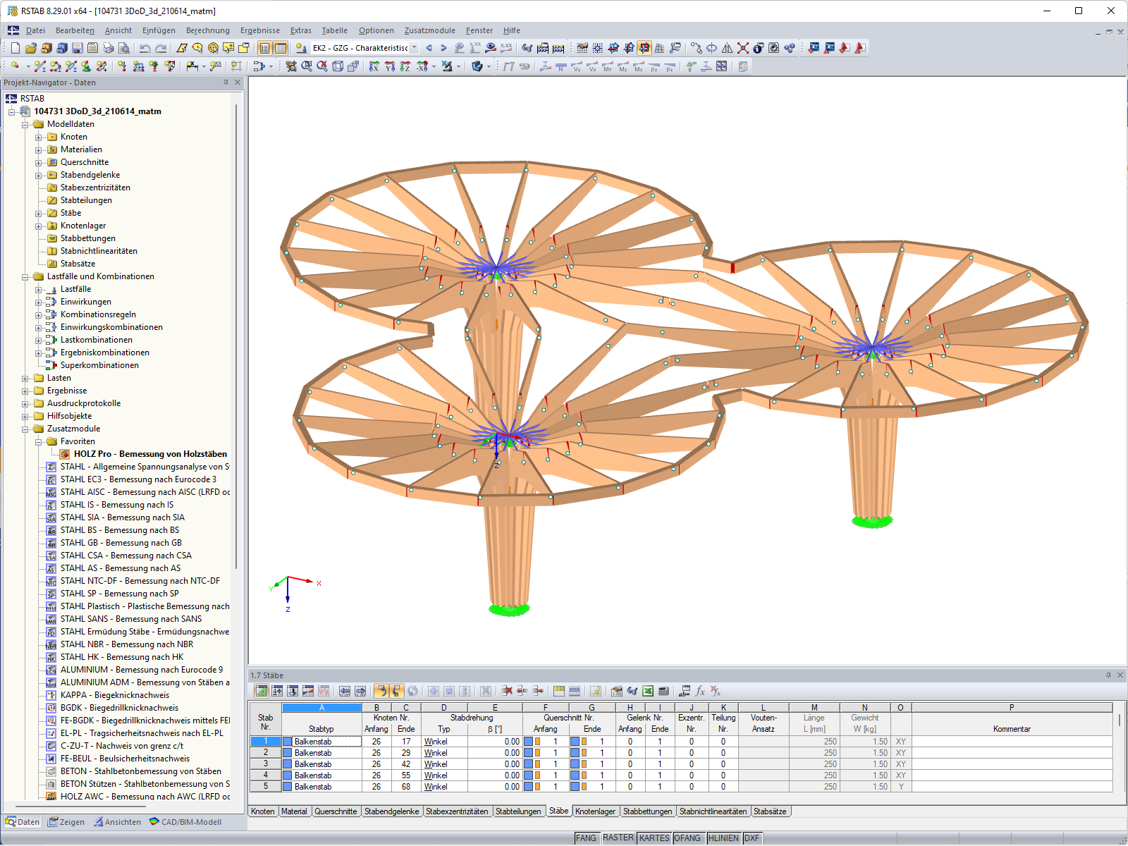 3D Model of Pavilion in RSTAB (© Blumer-Lehmann AG)