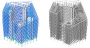 RFEM model and extruded Rhino 3D model of the ArcelorMittal headquarters  @ Bollinger+Grohmann (© Diego APELLÁNIZ)