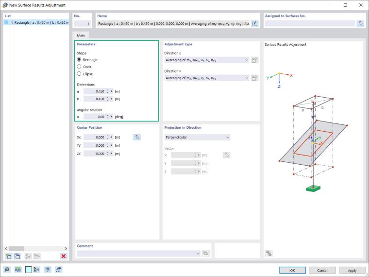 New Surface Results Adjustment: Parameters