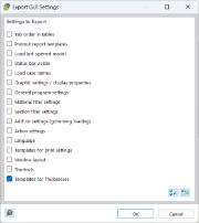 Exporting GUI Settings (Thicknesses)