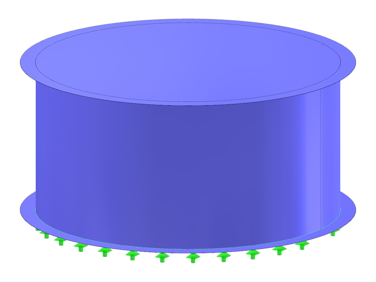 Circular steel silo with a plain roof, showcasing industrial design and structural efficiency.
