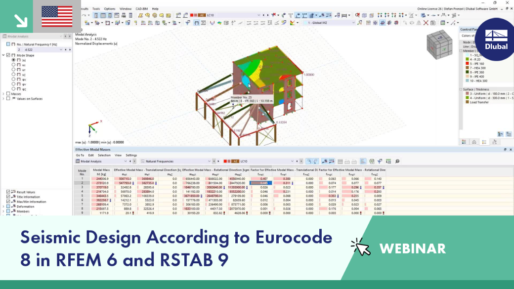 Webinar on seismic design principles in RFEM 6 and RSTAB 9 according to Eurocode 8.