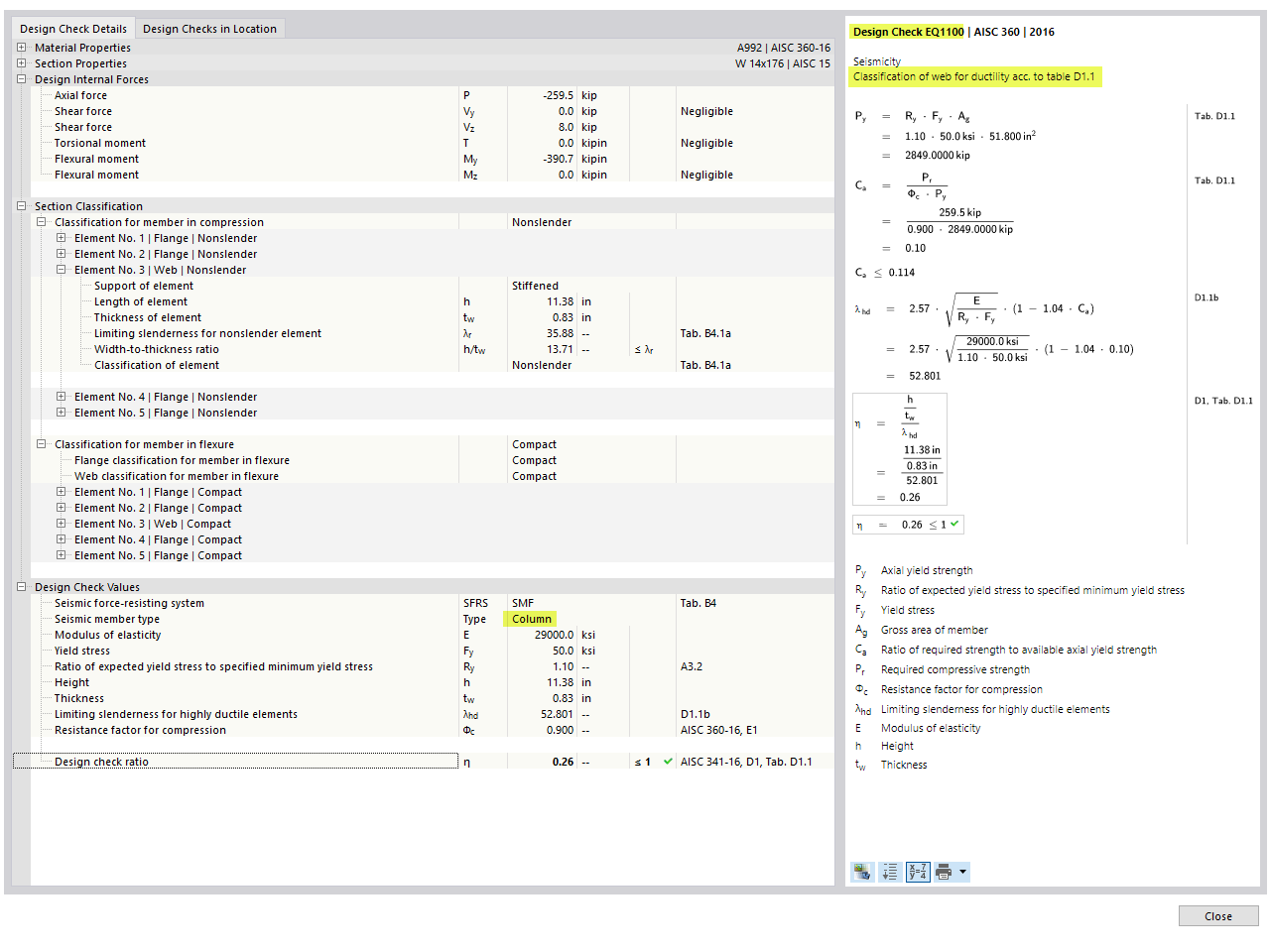 KB 001767 | AISC 341-16 Moment Frame Member Design in RFEM 6
