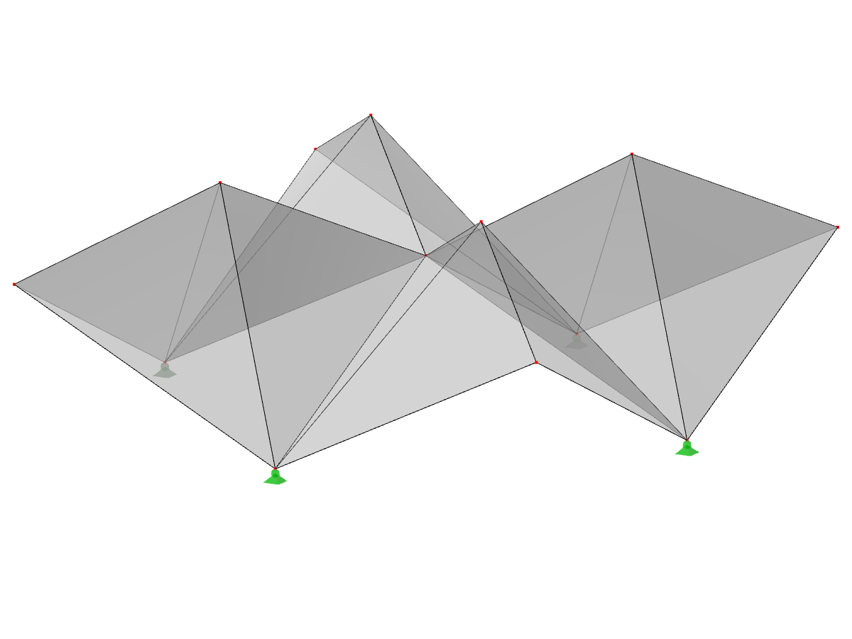 Model ID 512 | 034-FPC010 | Prismatic Folded Structure Systems. Cross-Folded Surfaces Spanned Diagonally over Rectangular Floor Plan, Ridges Folded Upward