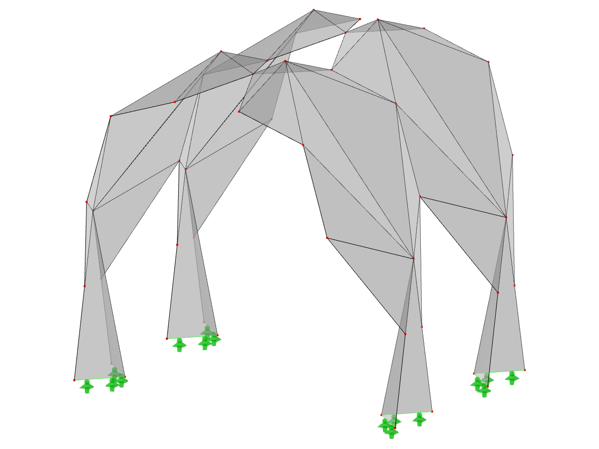 Model ID 548 | 034-FPL124-b (more General Variant of 034-FPL124-a) | Prismatic Folded Structure Systems. Linear Structure System Composed of Folded Surfaces. Arch with Top Hinge