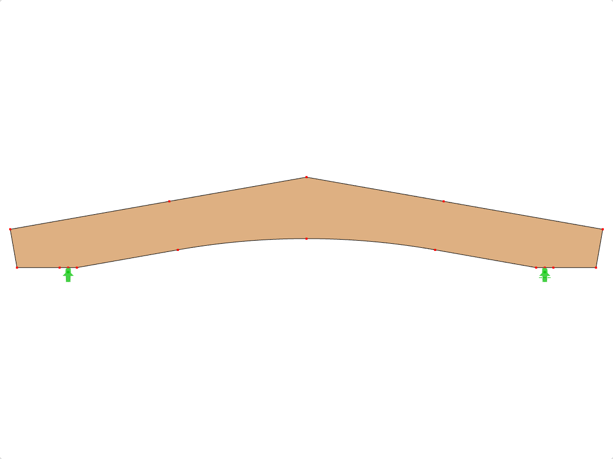 Model ID 586 | GLB0502 | Glued-Laminated Beam | Pitched Cambered | Constant Height | Symmetric | Horizontal Cantilevers | Without Loose Ridge Wedge