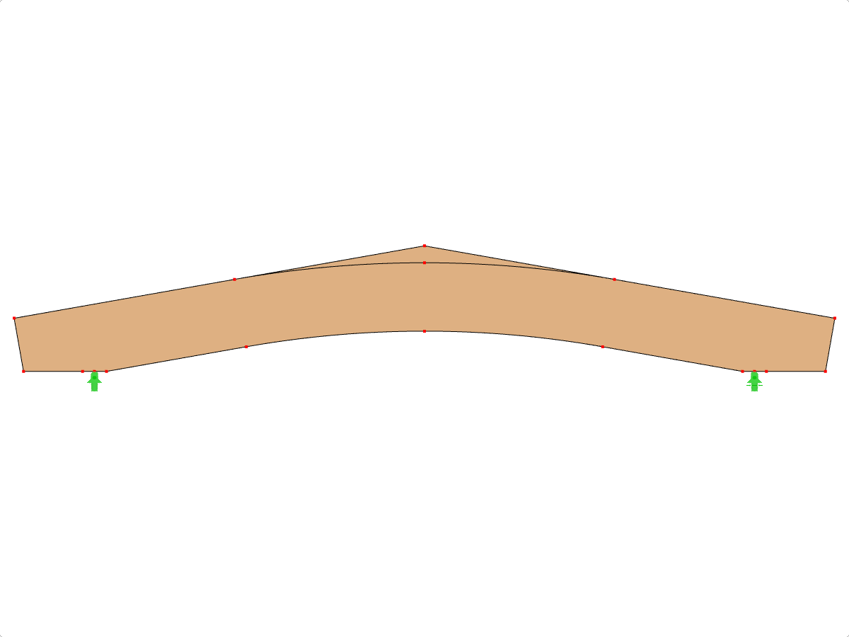 Model ID 587 | GLB0512 | Glued-Laminated Beam | Pitched Cambered | Constant Height | Symmetric | Horizontal Cantilevers | With Loose Ridge Wedge