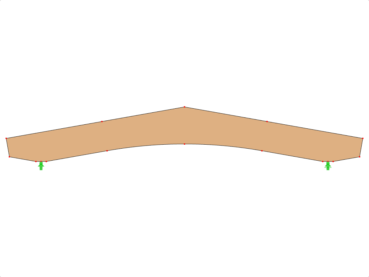 Model ID 590 | GLB0504 | Glued-Laminated Beam | Pitched Cambered | Constant Height | Symmetric | Tapered Cantilevers | Without Loose Ridge Wedge