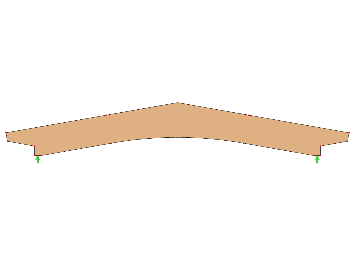 Model ID 592 | GLB0505 | Glued-Laminated Beam | Pitched Cambered | Constant Height | Symmetric | Offset-Tapered Cantilevers | Without Loose Ridge Wedge