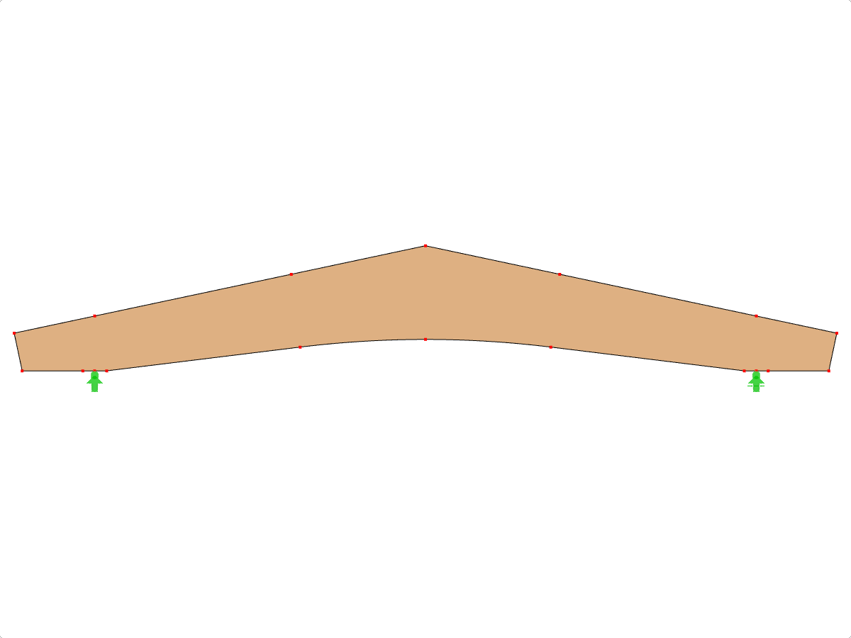 Model ID 605 | GLB0602 | Glued-Laminated Beam | Pitched Cambered | Variable Height | Symmetric | Horizontal Cantilevers | Without Loose Ridge Wedge
