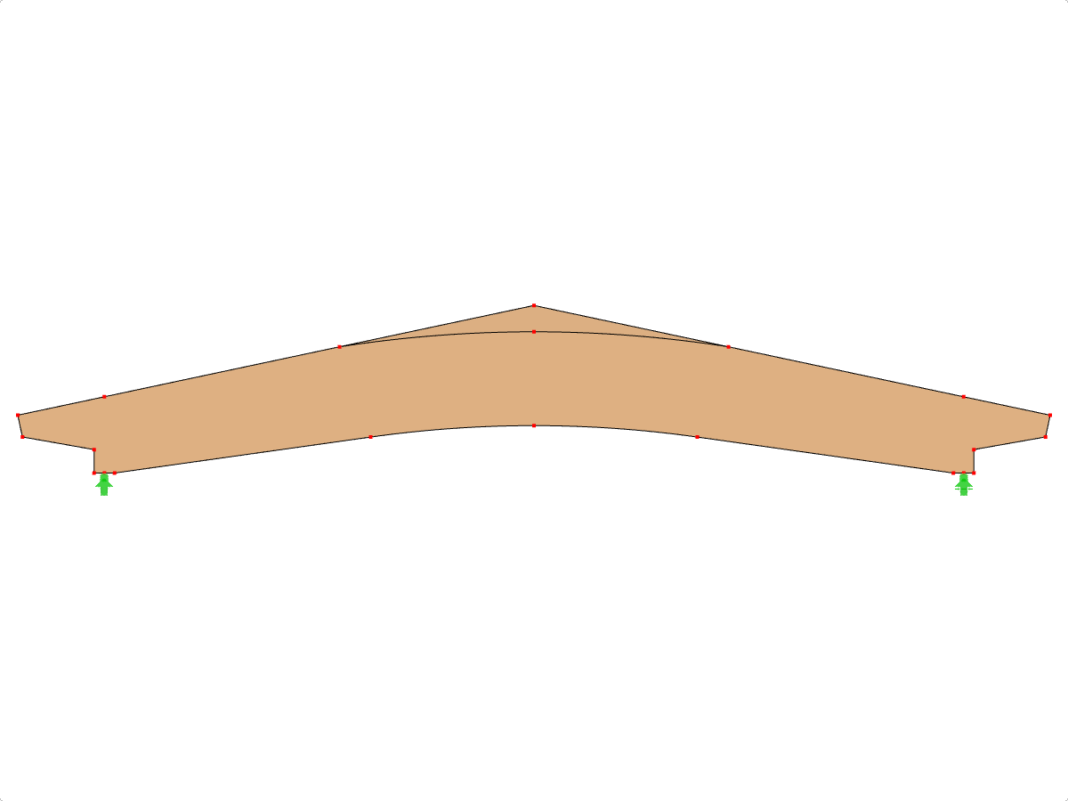 Model ID 616 | GLB0615 | Glued-Laminated Beam | Pitched Cambered | Variable Height | Symmetric | Offset-Tapered Cantilevers | With Loose Ridge Wedge