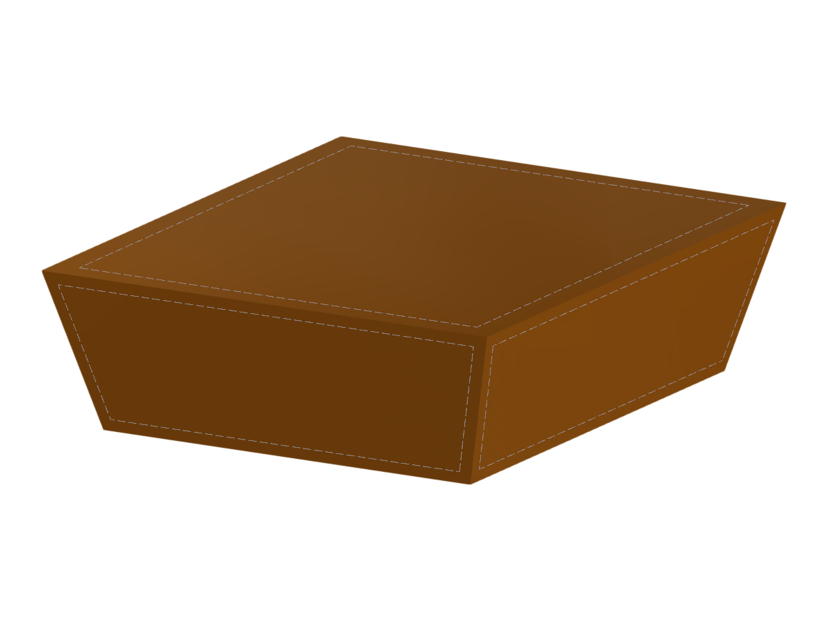 3D visualization of a reversed truncated pyramid used for soil input, showing angle and offset adjustments.