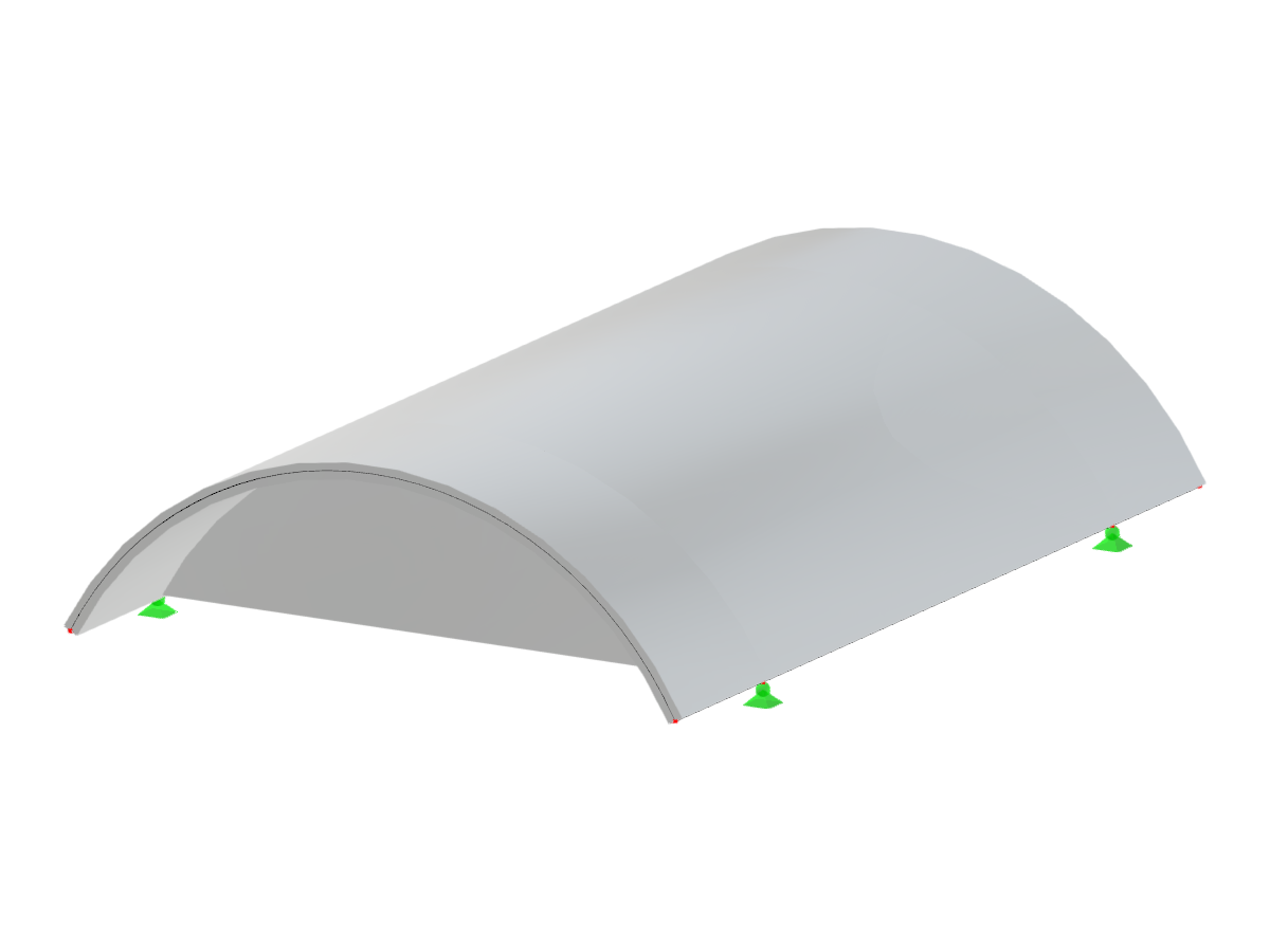 View of a semi-cylindrical barrel vault conceptualized through height and radius geometry.