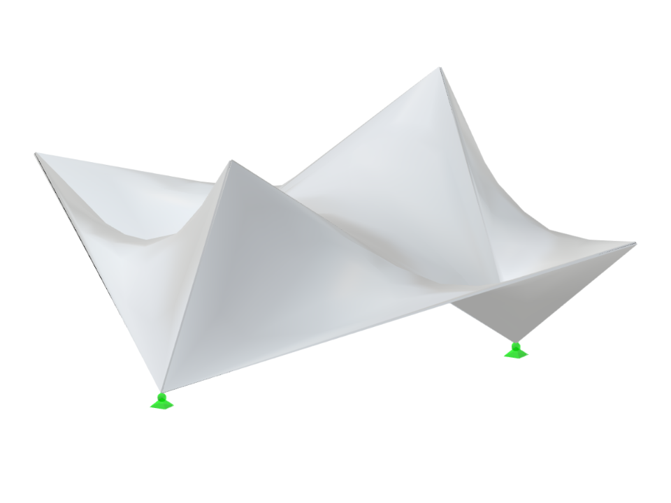 Anticlastic shells created with straight-edged "hypar" surfaces over a rectangular plan, defining spatial systems effectively.