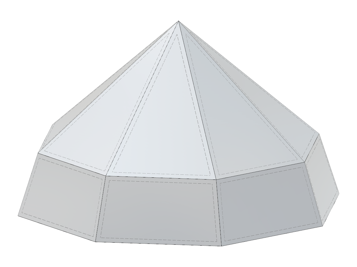 Pyramid with adjustable dimensions using JavaScript for edge, circumscribed or inscribed circle inputs.