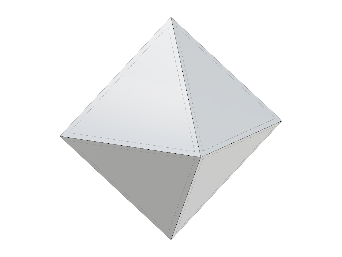 An octahedral solid model showcasing geometric properties and structural integrity.