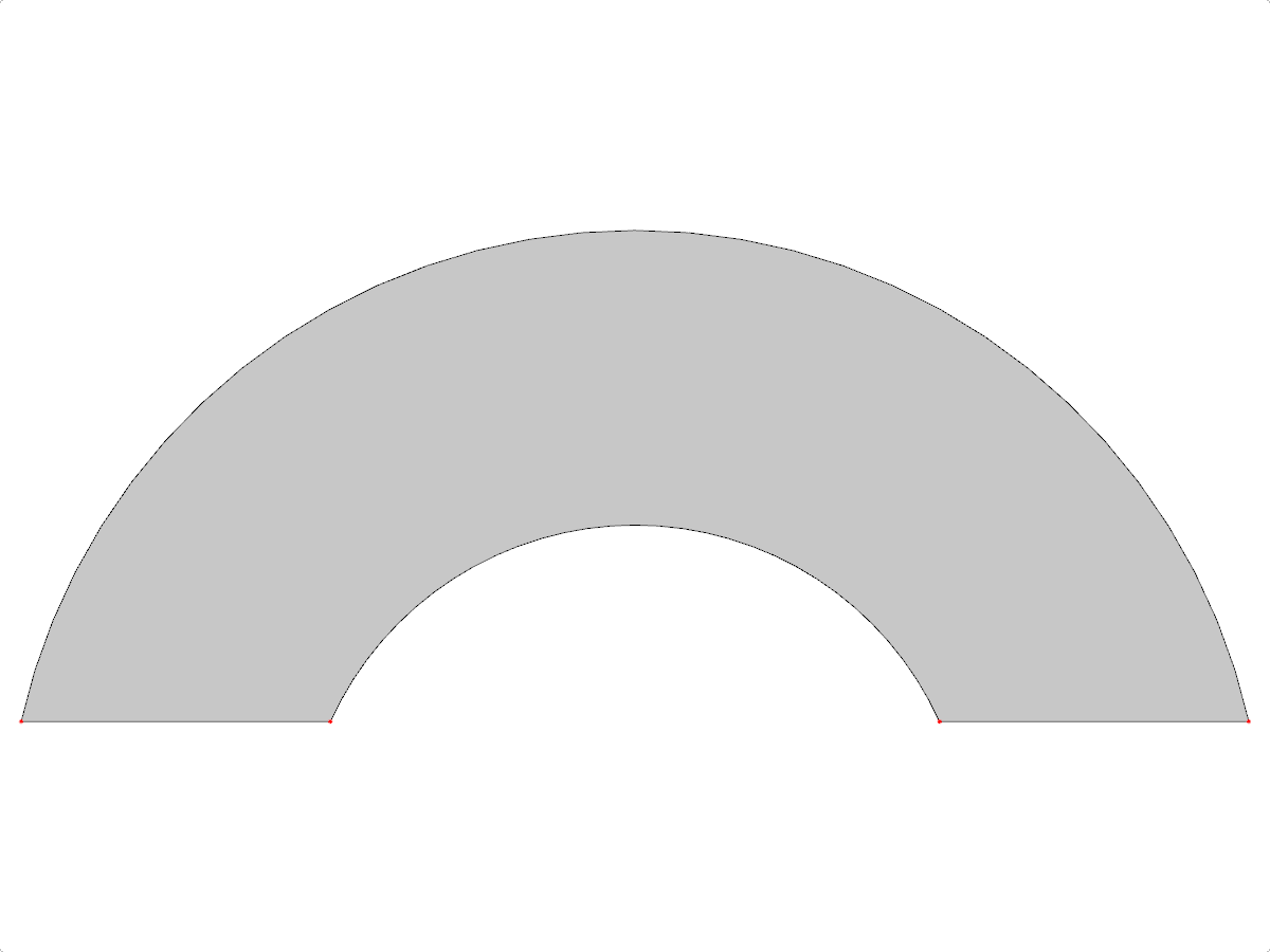 Circular arch segment with highlighted surface geometry and structural analysis data.