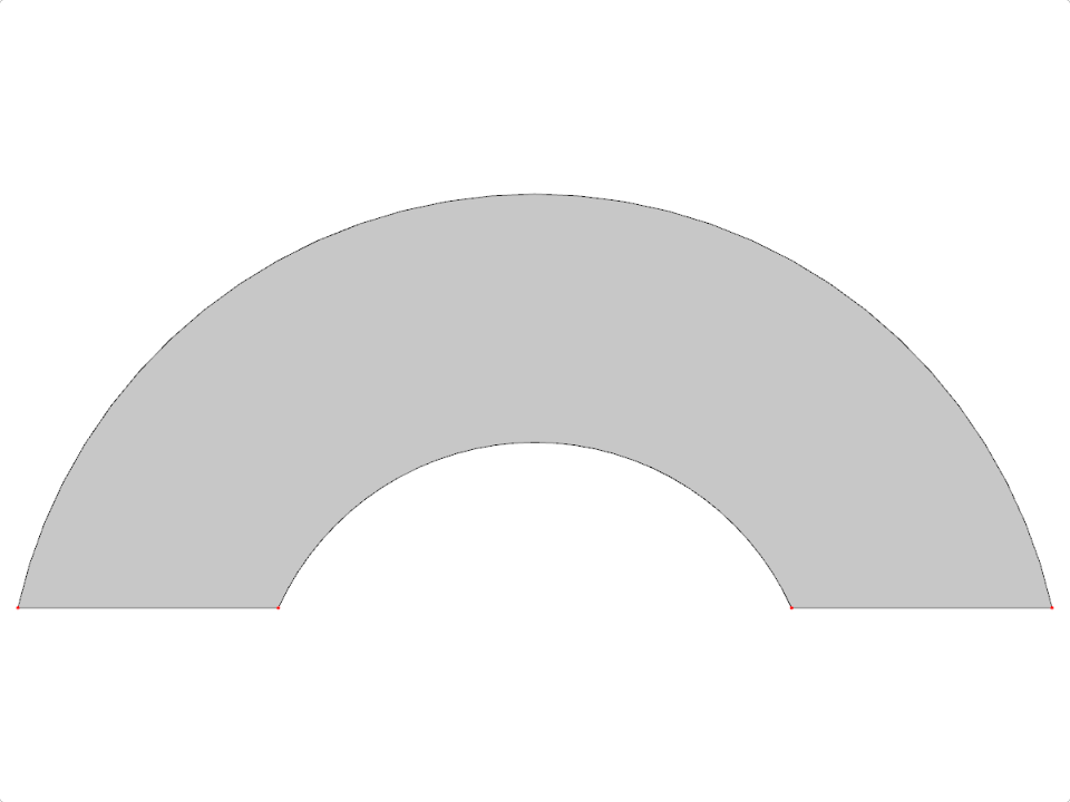 Circular arch segment with highlighted surface geometry and structural analysis data.