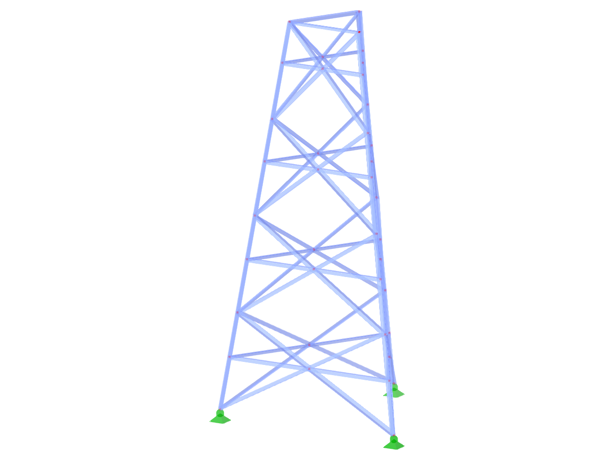 Model ID 2338 | TST036 | Lattice Tower | Triangular Plan | X-Diagonals (Straight) & Struts