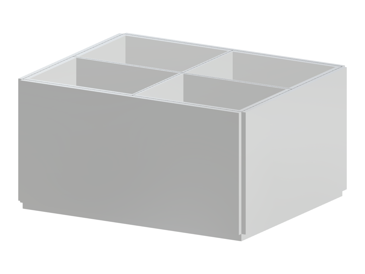 Parametric concrete basin created using defined surfaces in 3D modeling software.