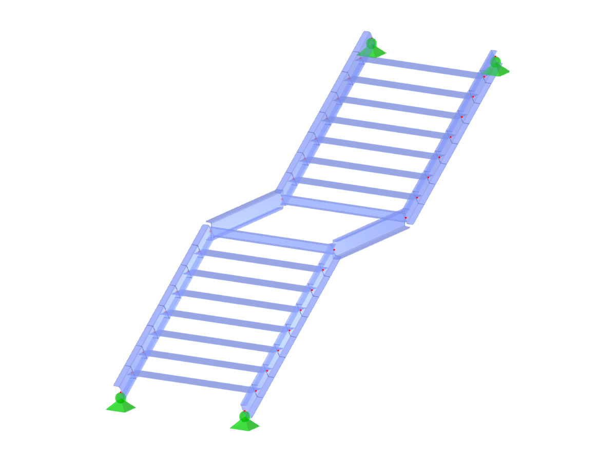 Model ID 2998 | STS002 | Stairs | Two-Flight | Straight with Intermediate Landing
