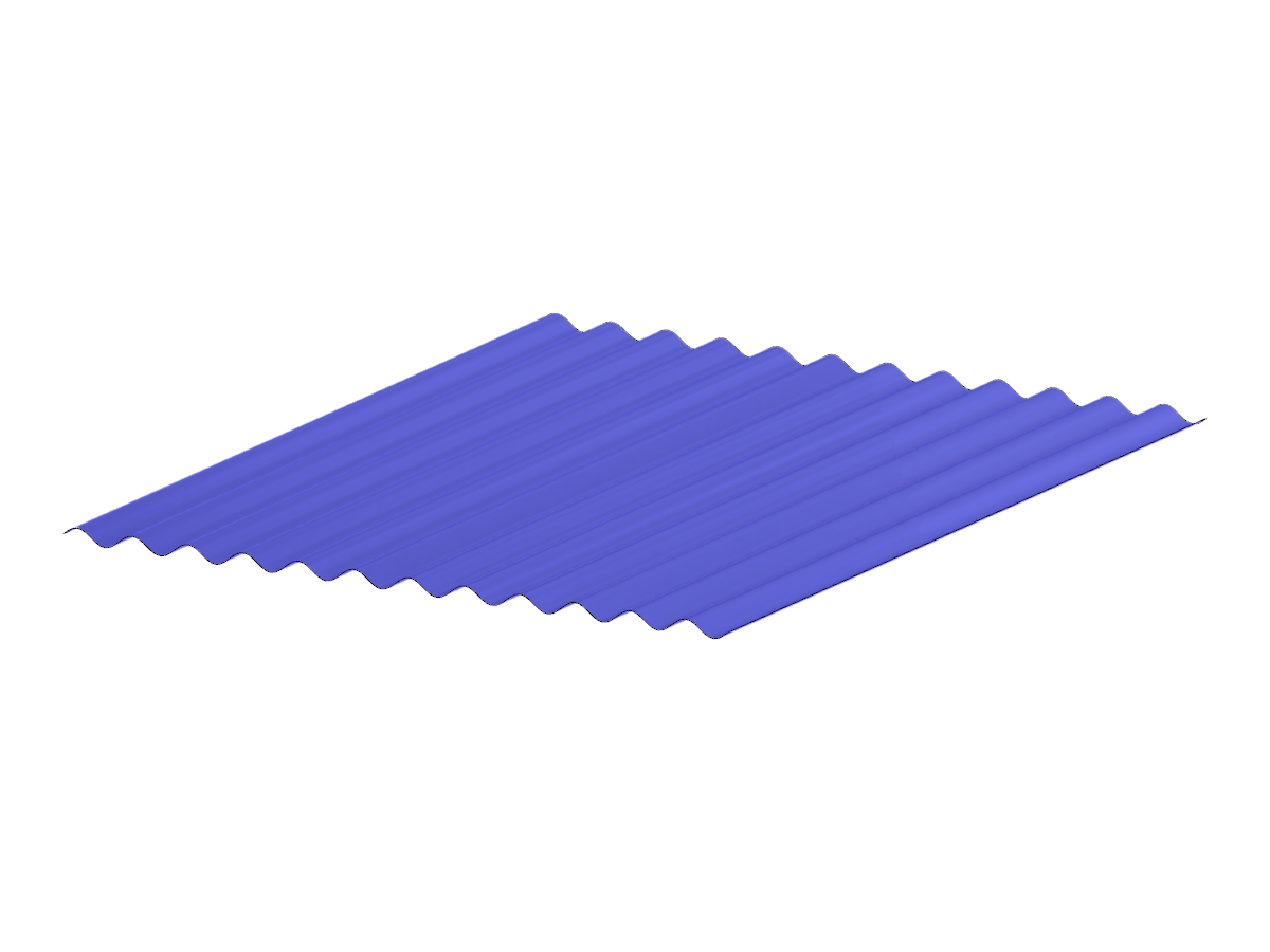 Corrugated sheet structure showcasing a curve formed by a spline in an engineering context.