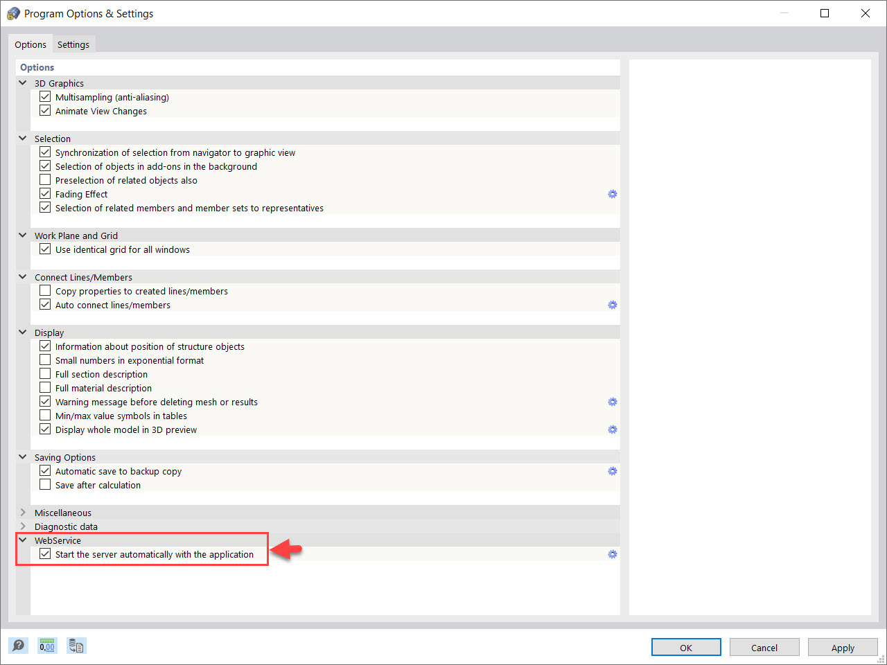 Program Options & Settings