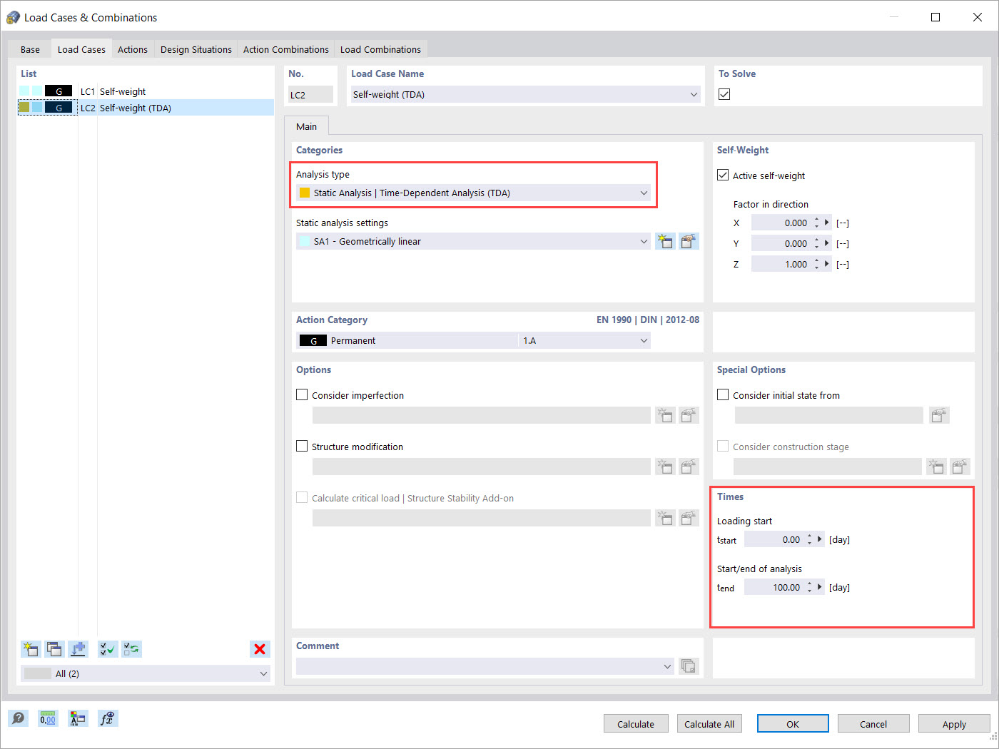 "Time-Dependent Analysis (TDA)" as Analysis Type