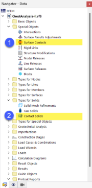 Contacts in Navigator in RFEM 6