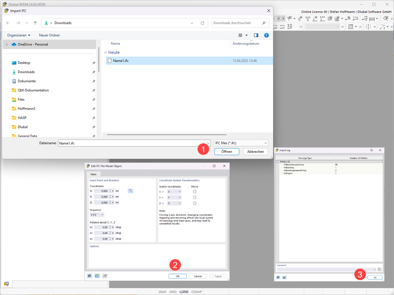FAQ 005373 | How can I export or import an IFC file in RFEM 6 / RSTAB 9?