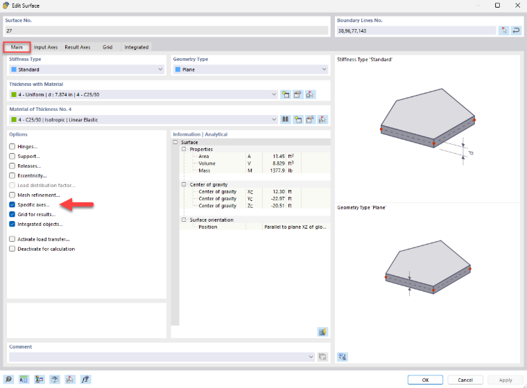 Surface modeling in construction with specific modeling tools and options for detailed design.