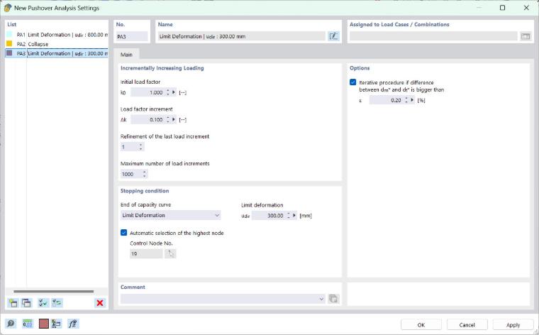 Dialog Box "New Pushover Analysis Settings"