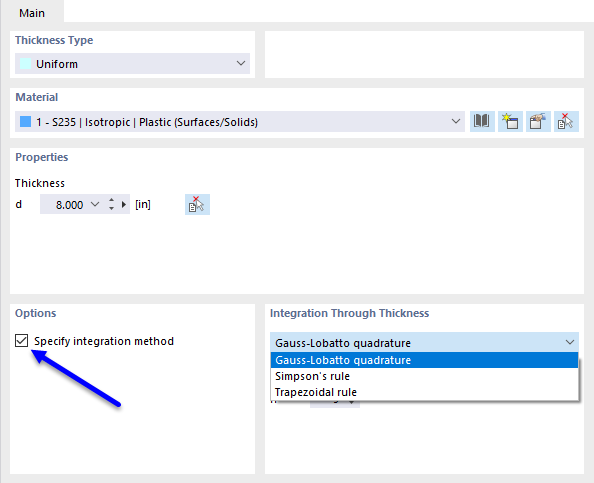 Defining Integration Method for Surface Thickness