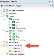 Display of analysis results on a specific result section. Clearly illustrates the performance status or structural behavior patterns of a considered section.