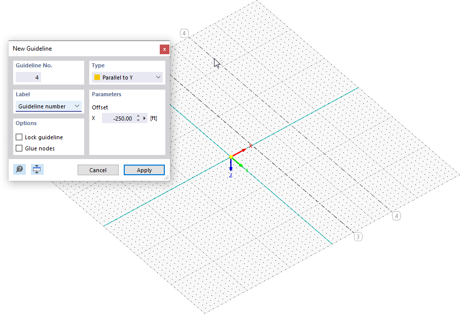 Graphical Setting of Guidelines