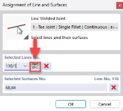Detailed view of the assignment of lines and surfaces in a line welded joint.