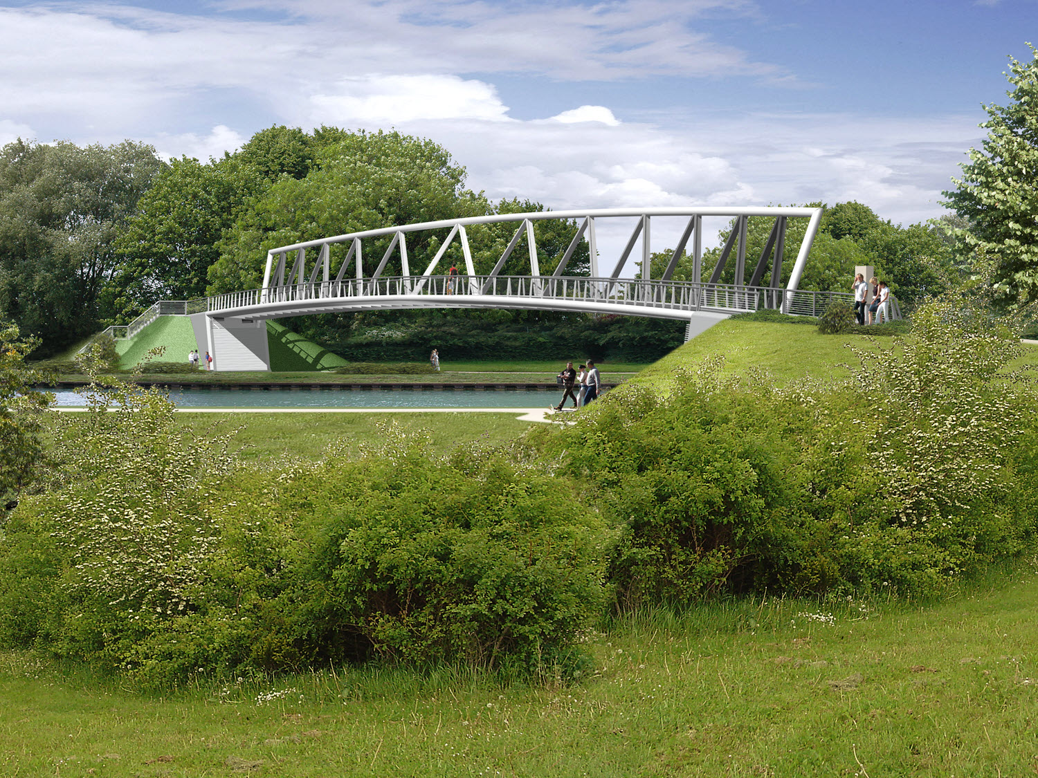 Pedestrian Bridge over Dortmund-Ems Canal in Münster (Visualization) | © Keipke Architekten BDA