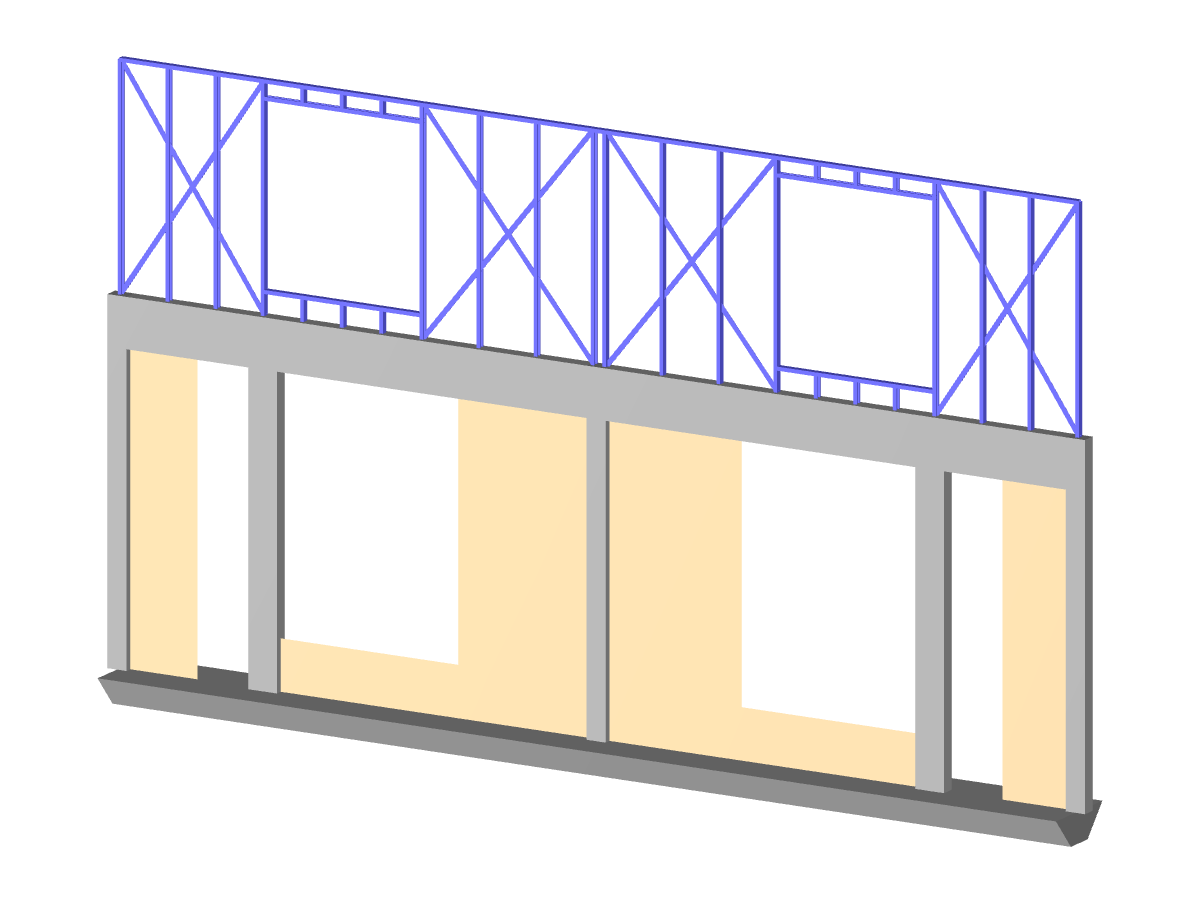 Model 004521 | Wall with Doors and Windows