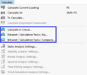 Menu "Calculate" for Cloud Calculations