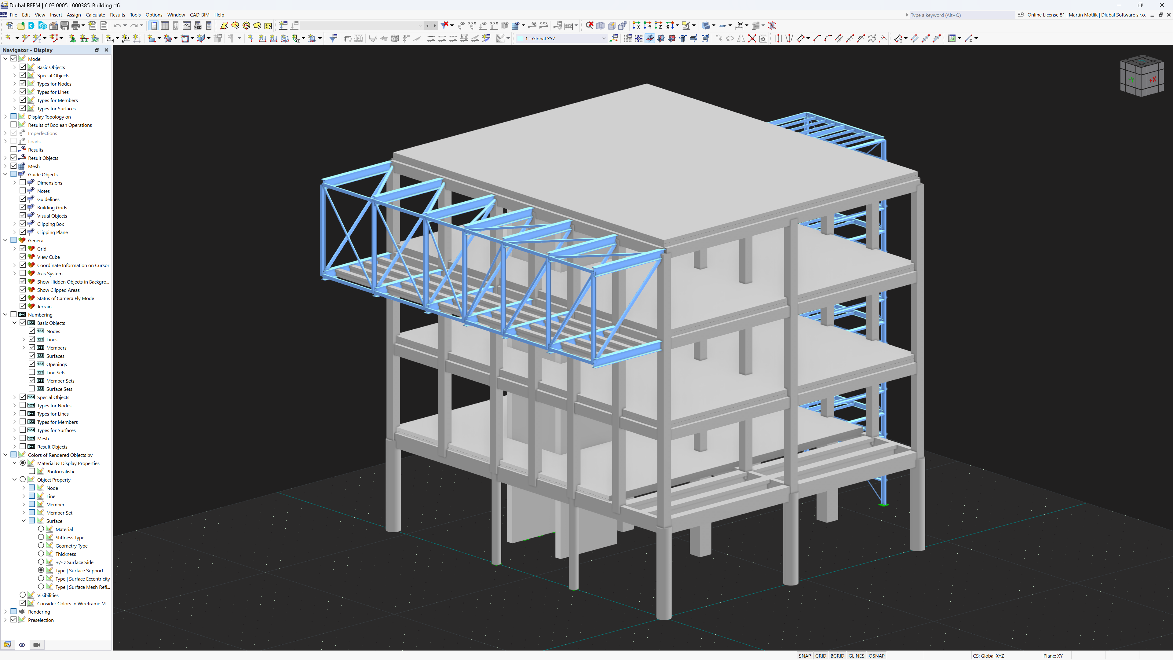Reinforced concrete building model within a RFEM environment.