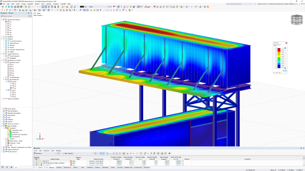 Deformations in the container structure at the entrance portal to Motor Enclave in Tampa, Florida, analyzed in RFEM software.