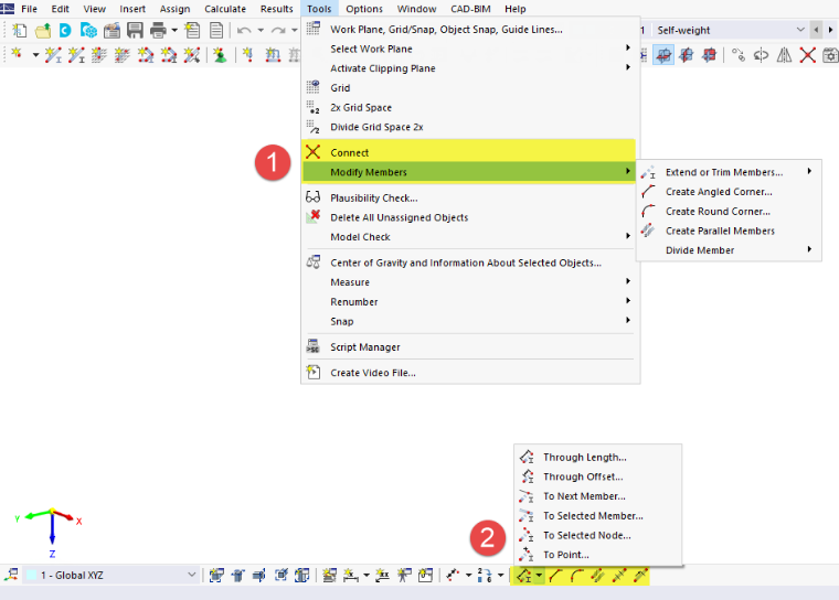 Modeling Tools in Menu "Tools" and Buttons in CAD Toolbar
